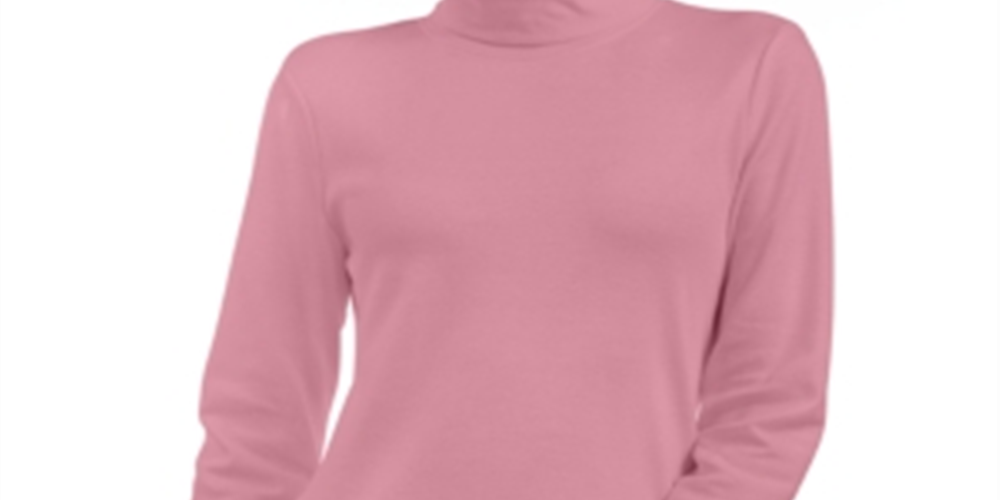 Karen Scott Women's Cotton Turtleneck Top Pink Size X-Large