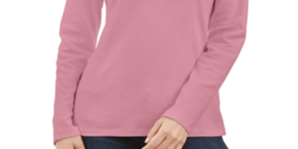 Karen Scott Women's Cotton Turtleneck Top Pink Size X-Large