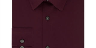 Calvin Klein Men's Slim-Fit Stretch Flex Collar Dress Shirt Wine Size 17.5X34-35