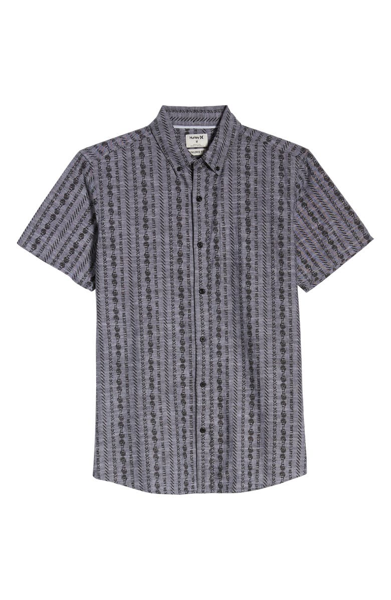 Hurley Men's Stamps Collared Cotton Button Down Shirt Gray Size Large