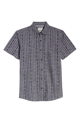 Hurley Men's Stamps Collared Cotton Button Down Shirt Gray Size Large