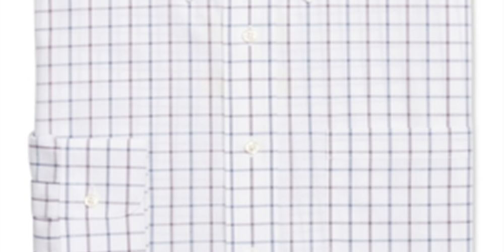Brooks Brothers Men's Regent Slim Fit Non Iron Check Supima Dress Shirt White Size M