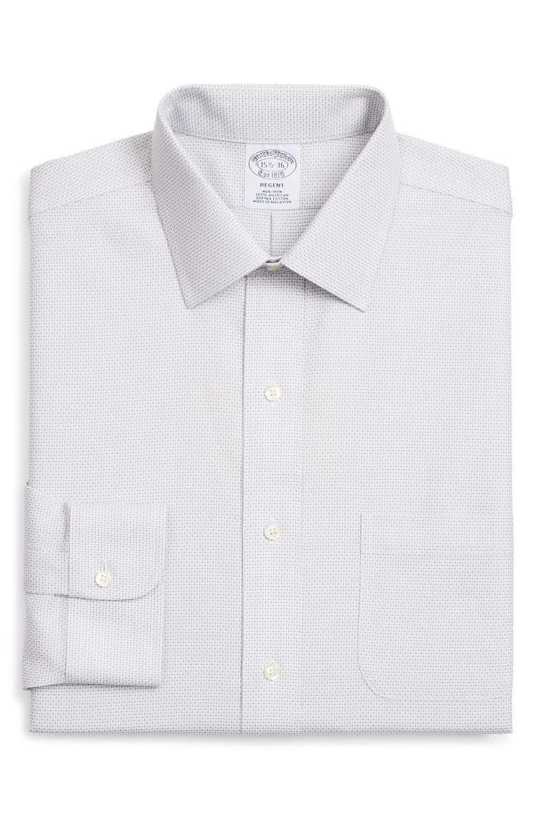 Brooks Brothers Men's Regent Slim-Fit Non-Iron Supima Dobby Dress Shirt Lt Blue Size 15X34