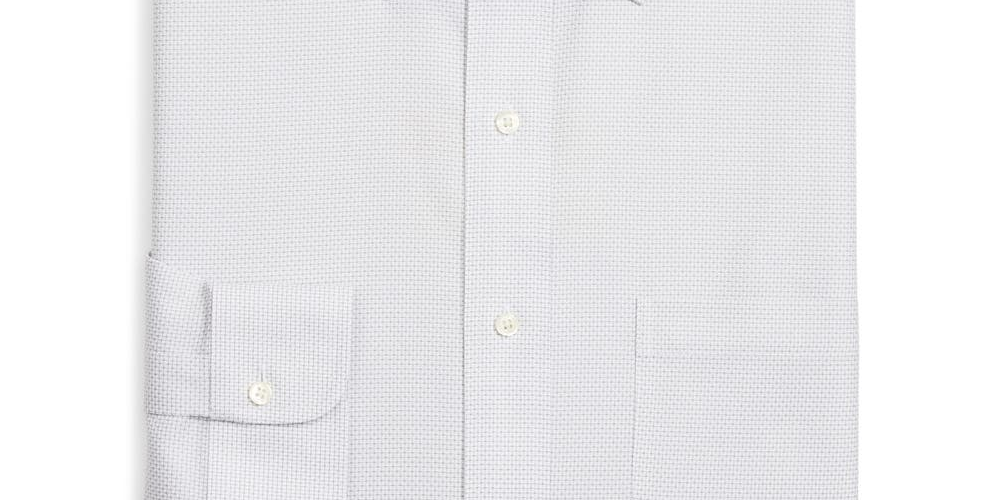 Brooks Brothers Men's Regent Slim-Fit Non-Iron Supima Dobby Dress Shirt Lt Blue Size 15X34