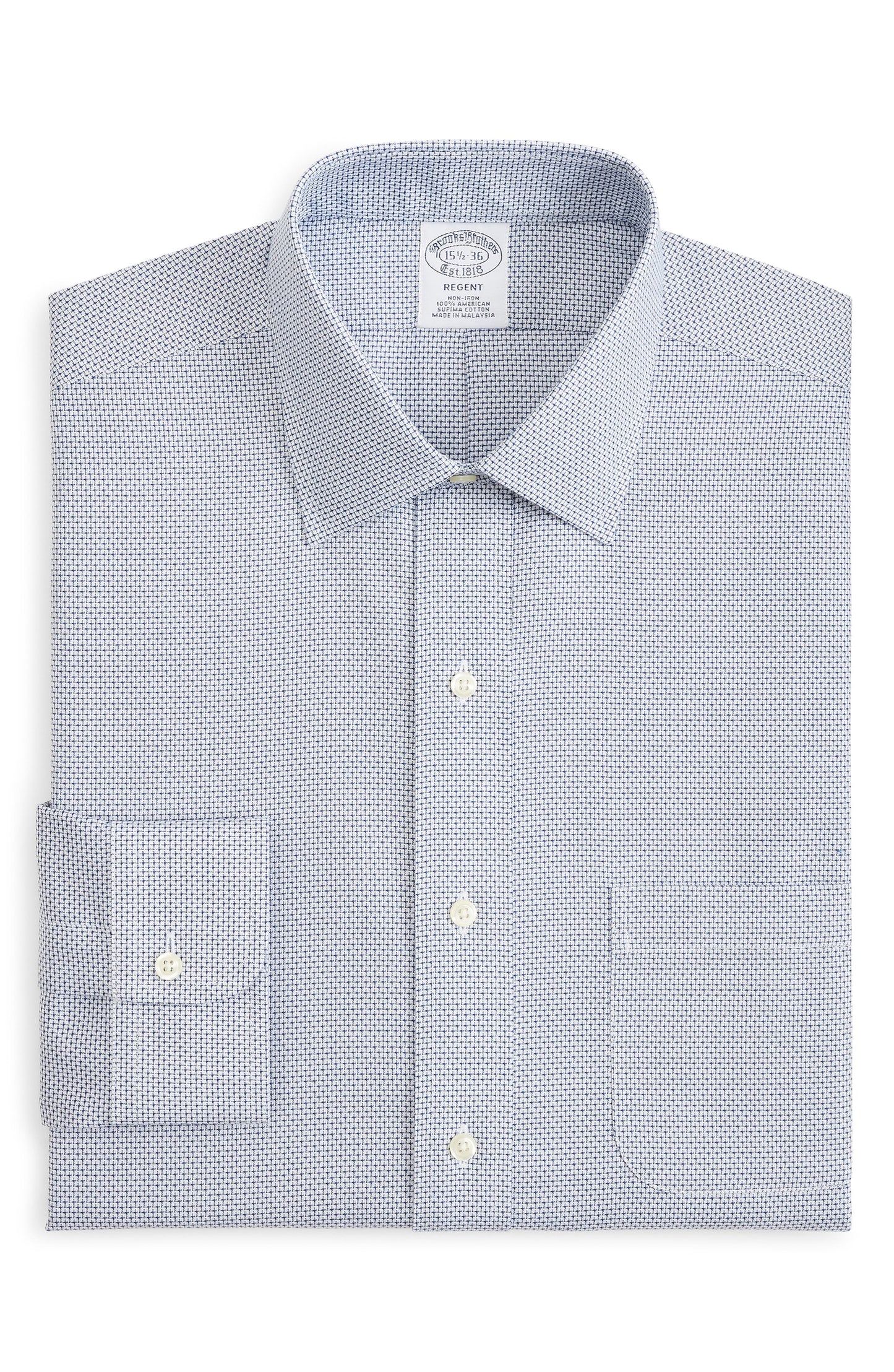 Brooks Brothers Men's Regent Slim-Fit Non-Iron Supima Dobby Dress Shirt Lt Blue Size 15X34