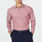 Tasso Elba Men's Mini Herringbone Supima Cotton Dress Shirt Red Size 15X32-33