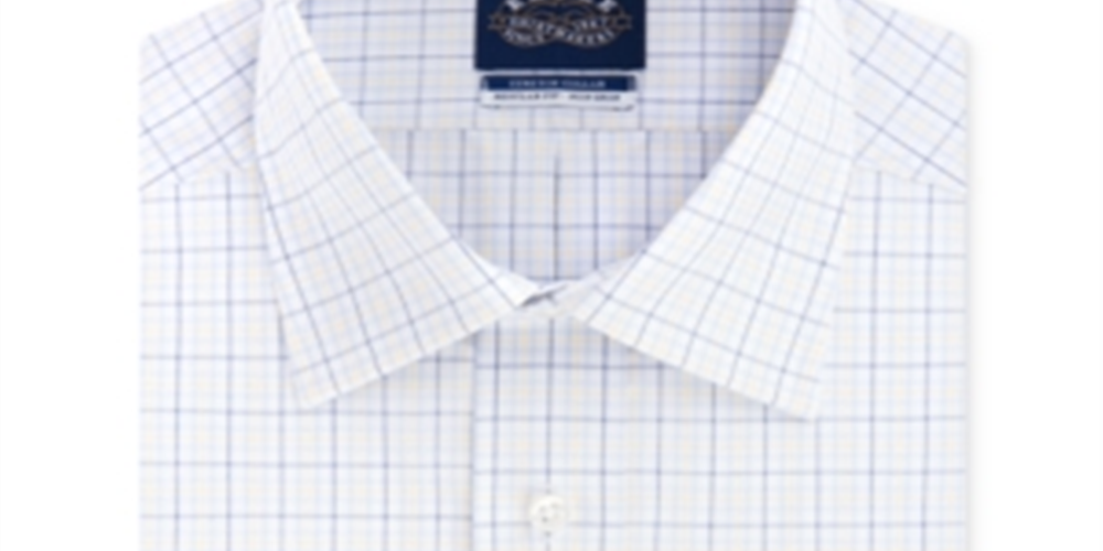 Eagle Men's Stretch Collar Check Dress Shirt Yellow Size 18X34-35