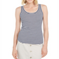 Charter Club Women's Knit-Stripe Tank Prpy Pink Cmb Size  L