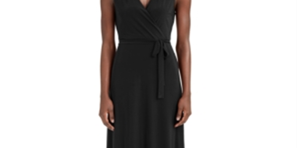 INC International Concepts Women's Plus Size Wrap Style Maxi Dres Deep Black 0X