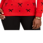 Charter Club Women's Embellished Ribbed Long Sleeve Crew Neck Sweater Red Size Petite Large