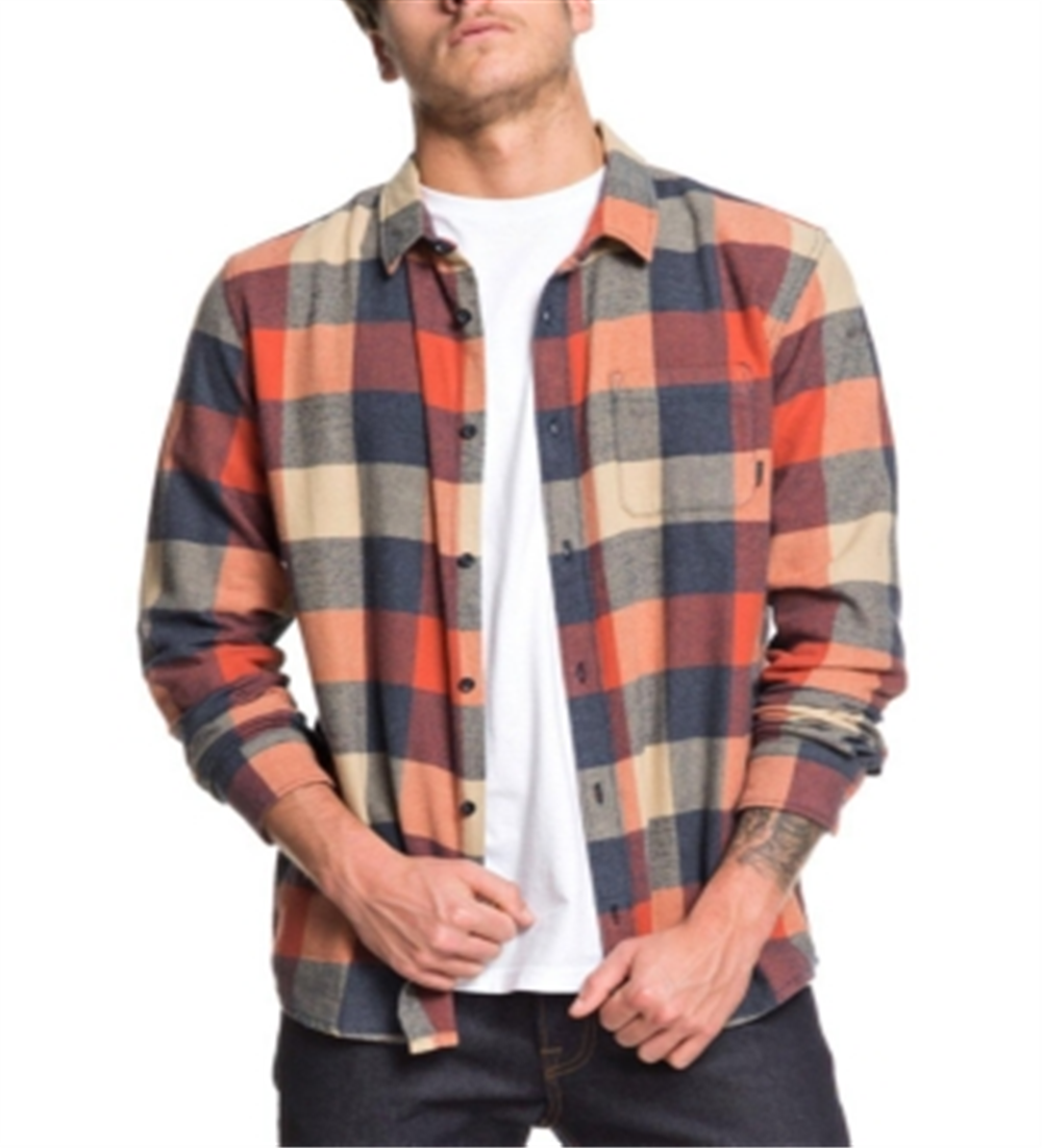 Quiksilver Men's Motherfly Long Sleeve Flannel Shirt Pink Size Small