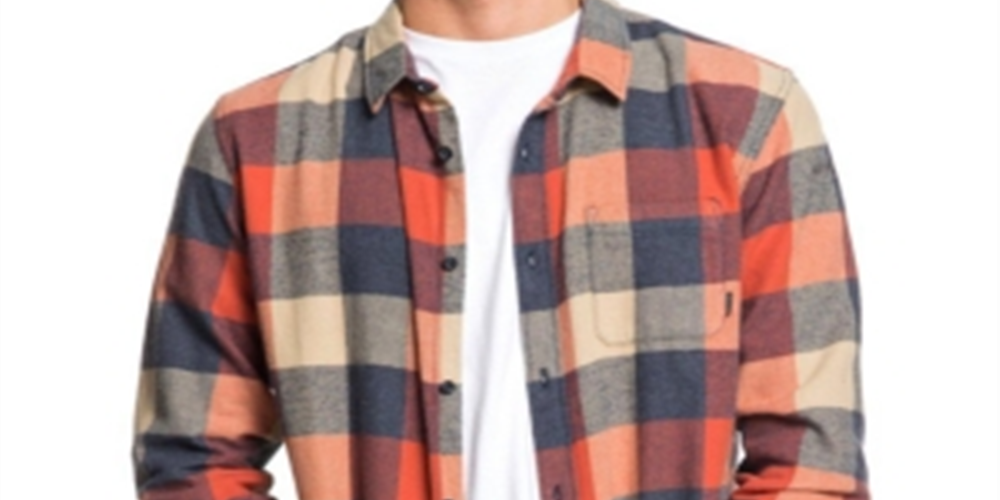 Quiksilver Men's Motherfly Long Sleeve Flannel Shirt Pink Size Small