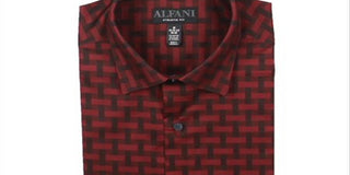 Alfani Men's Printed Athletic Fit Button Down Shirt Red Size M