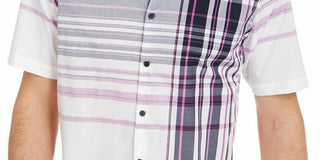 Alfani Men's Varied Plaid Shirt White Size Small