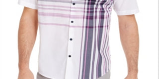 Alfani Men's Varied Plaid Shirt White Size Small