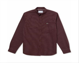 Lacoste Men's Regular Fit Gingham Check Poplin Shirt Red Size 38/S