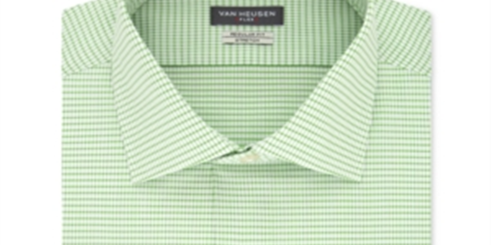 Van Heusen Men's Classic/Regular Fit Stretch Flex Print Dress Shirt  Green Size 15X32-33
