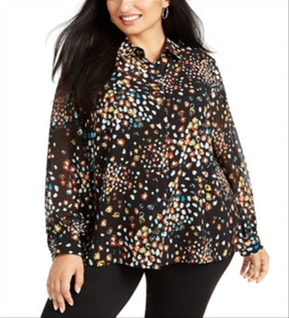 Alfani Women's Plus Printed Blouse Black Size 0X