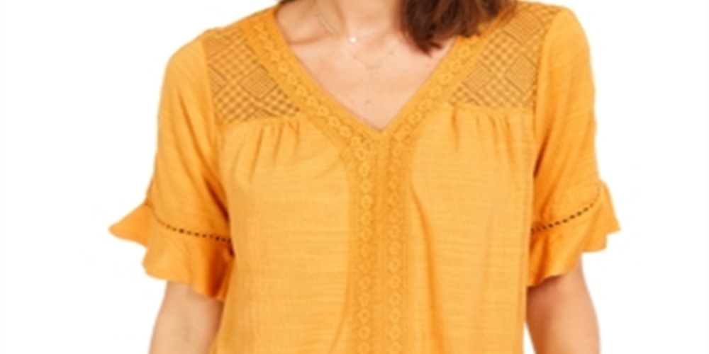 Style & Co Women's  Crochet Top  Yellow Size XS
