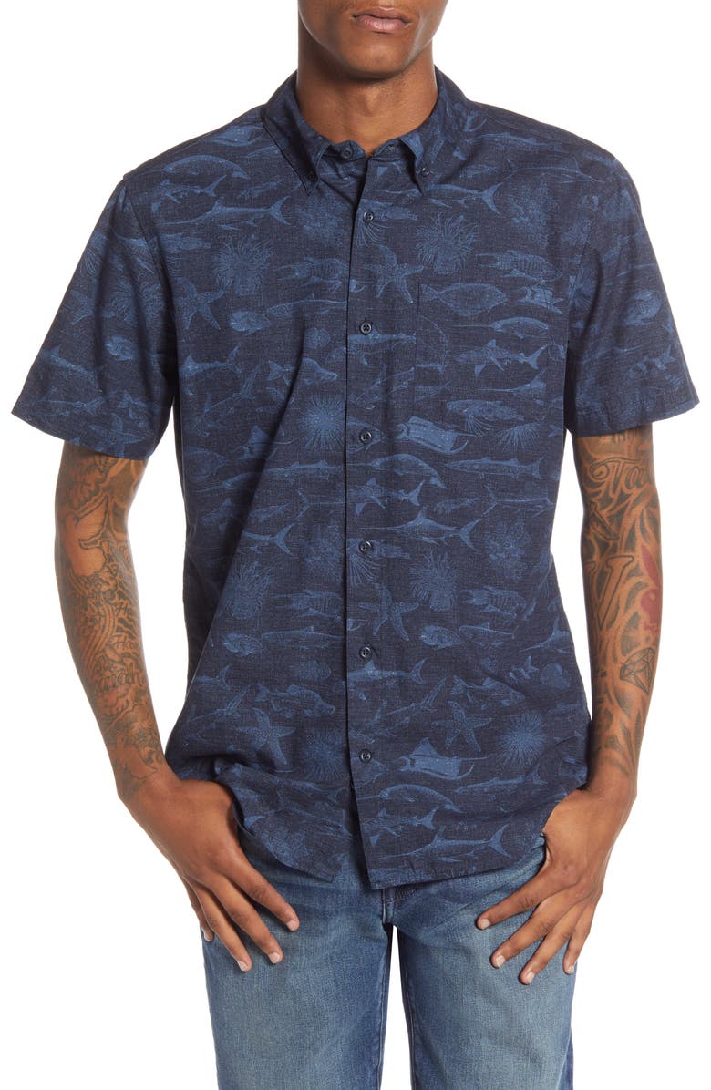 Hurley Men's Gone Fishin' Shirt - Obsidian Blue Size L
