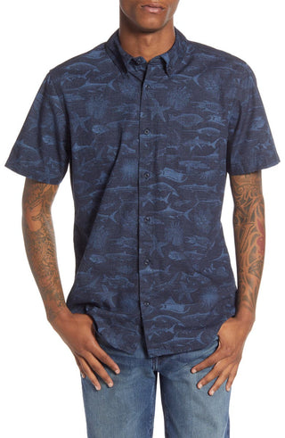 Hurley Men's Gone Fishin' Shirt - Obsidian Blue Size L