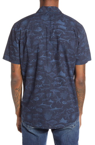 Hurley Men's Gone Fishin' Shirt - Obsidian Blue Size L