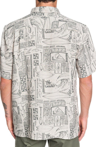 Quiksilver Men's Waterman Vaianae Bay Short Sleeve Shirt  Gray Size XL
