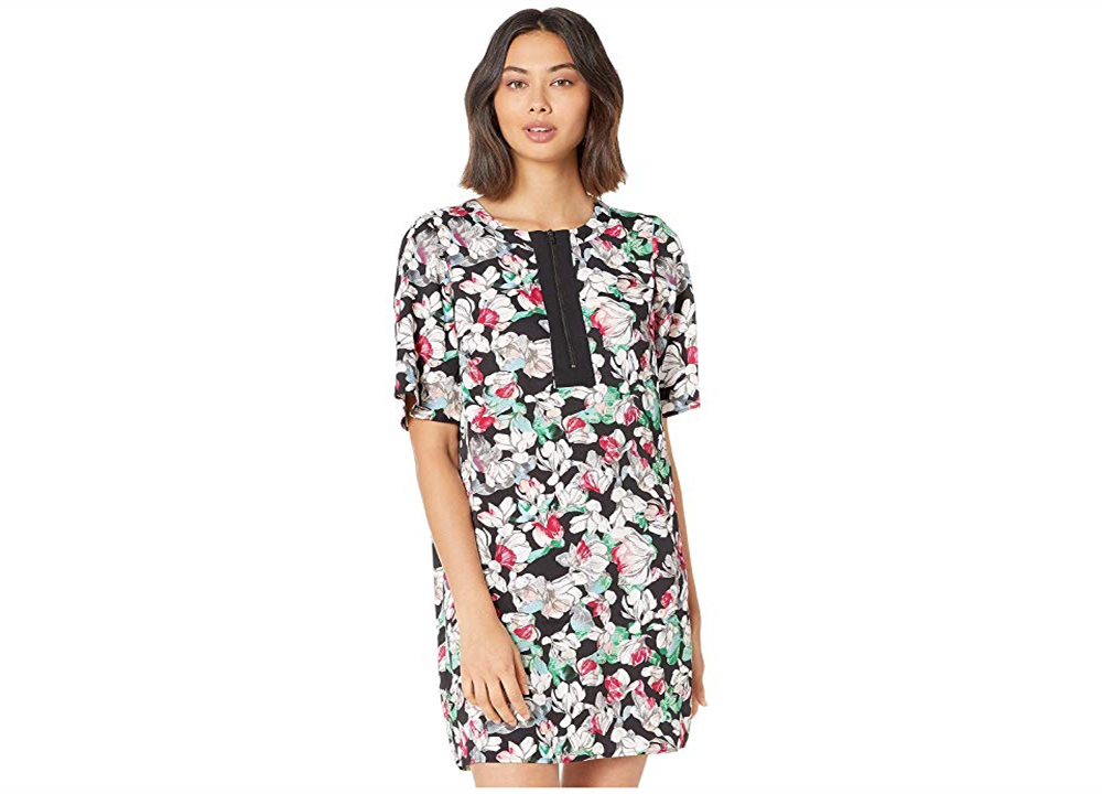 BCBGMAXAZRIA Women's Floral Print Shift Dress Floral Size L