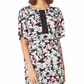 BCBGMAXAZRIA Women's Floral Print Shift Dress Floral Size L