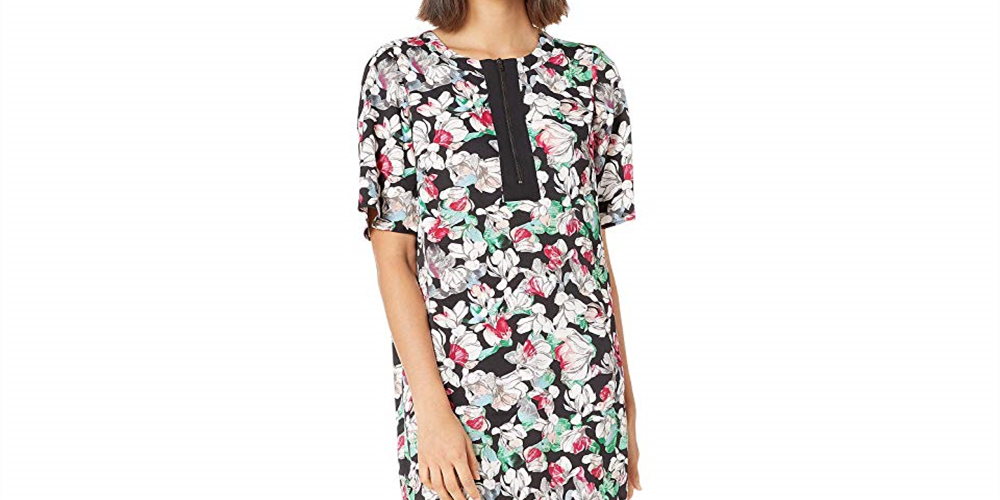 BCBGMAXAZRIA Women's Floral Print Shift Dress Floral Size L