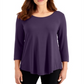JM Collection Women's 3/4-Sleeve Top  Purple Size XS