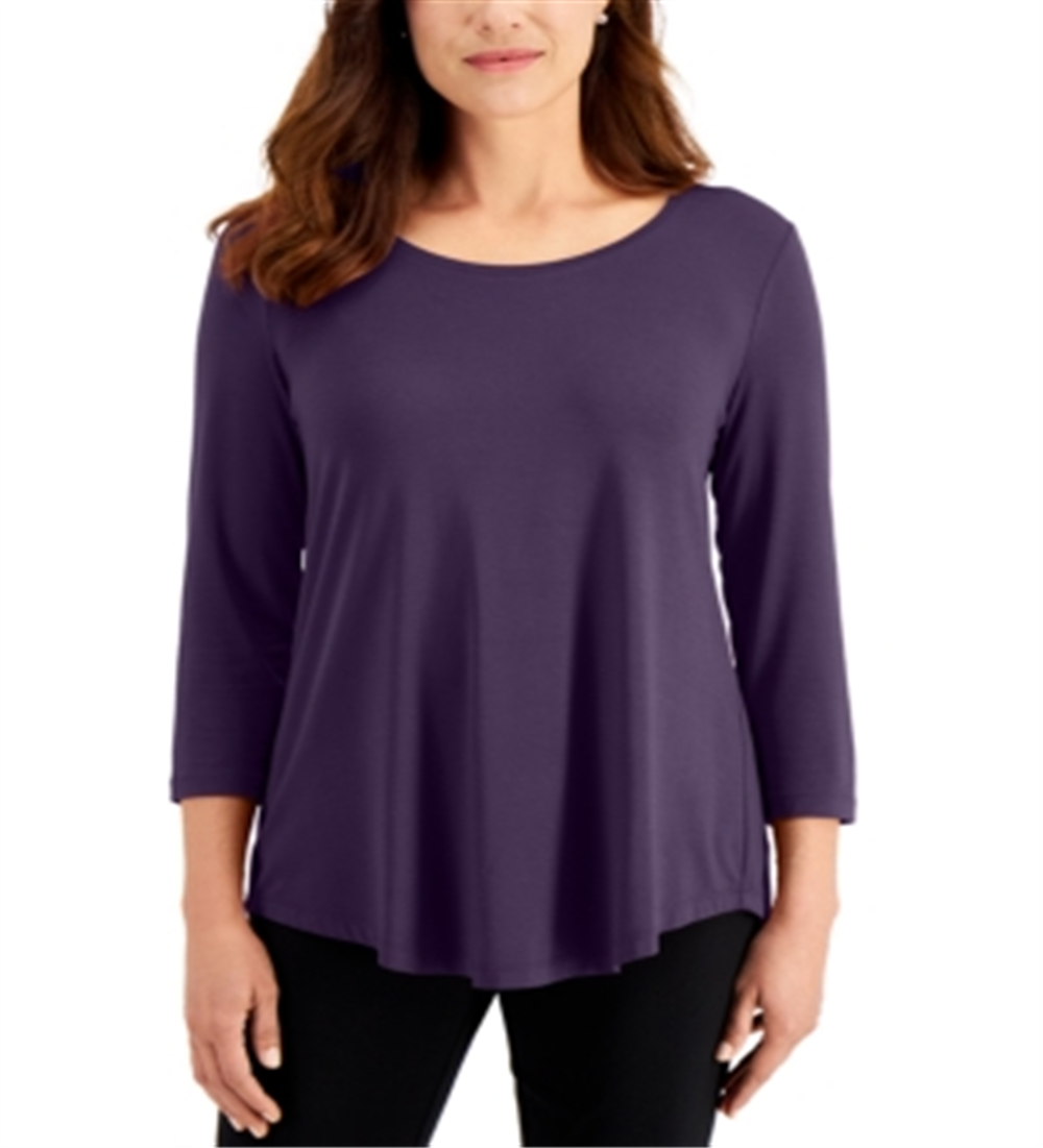 JM Collection Women's 3/4-Sleeve Top  Purple Size XS