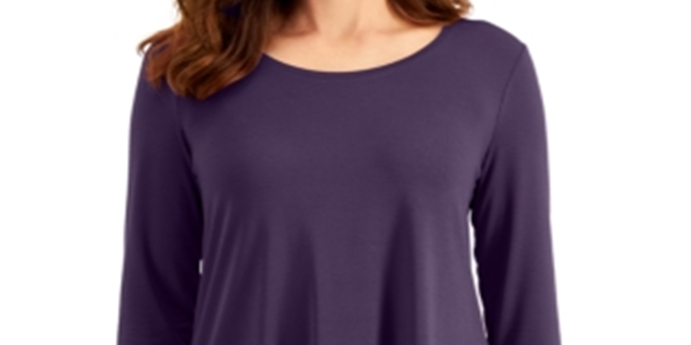 JM Collection Women's 3/4-Sleeve Top  Purple Size XS
