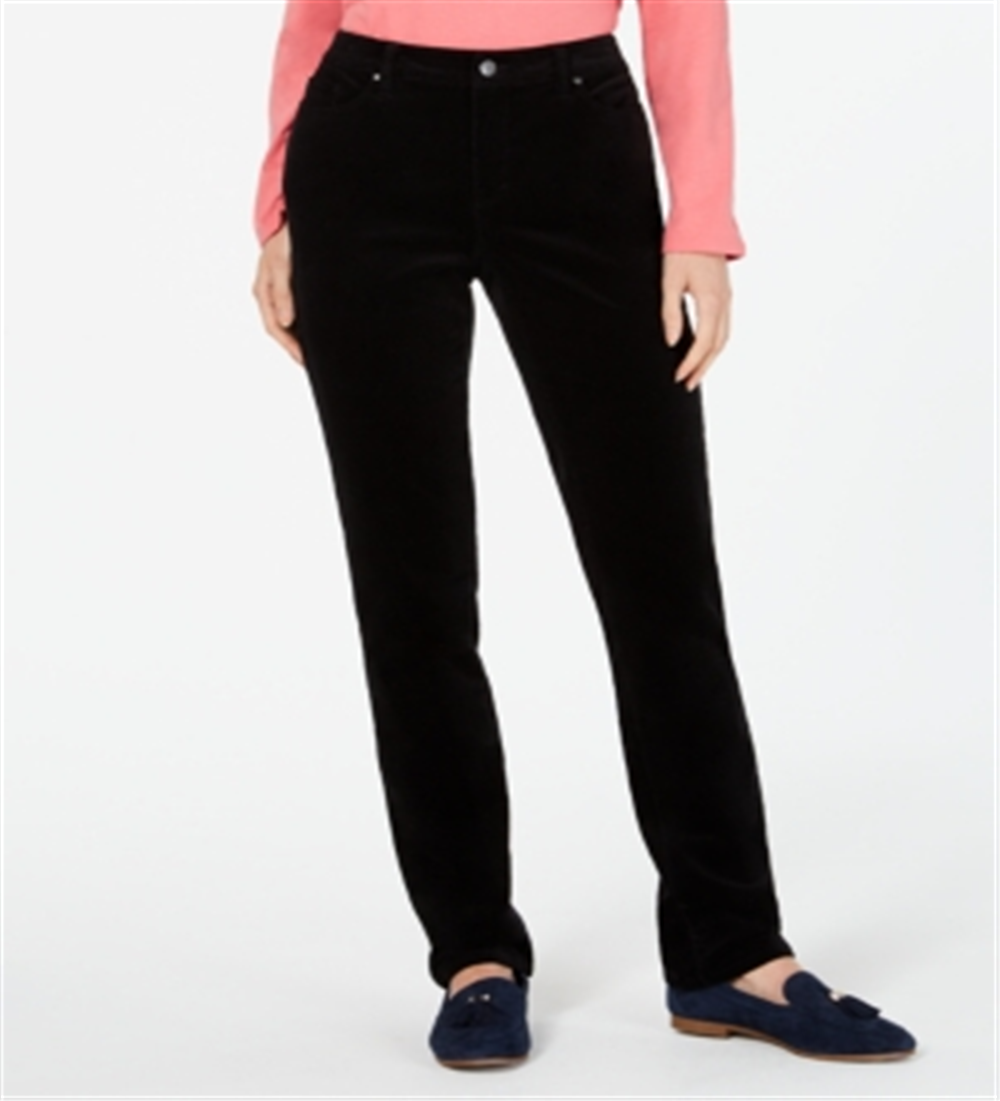 Charter Club Women's Lexington Corduroy Tummy-Control Pants  Black Size 18 S