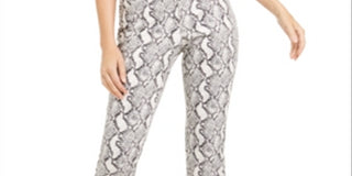 Inc International Concepts Women's Essential Snake-Print Skinny Jeans Gray Size 8