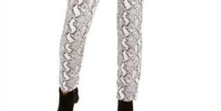 Inc International Concepts Women's Essential Snake-Print Skinny Jeans Gray Size 8