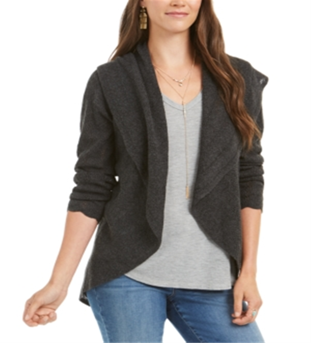 Style & Co Women's Pointelle Shawl Collar Cardigan Black Size Petite XL