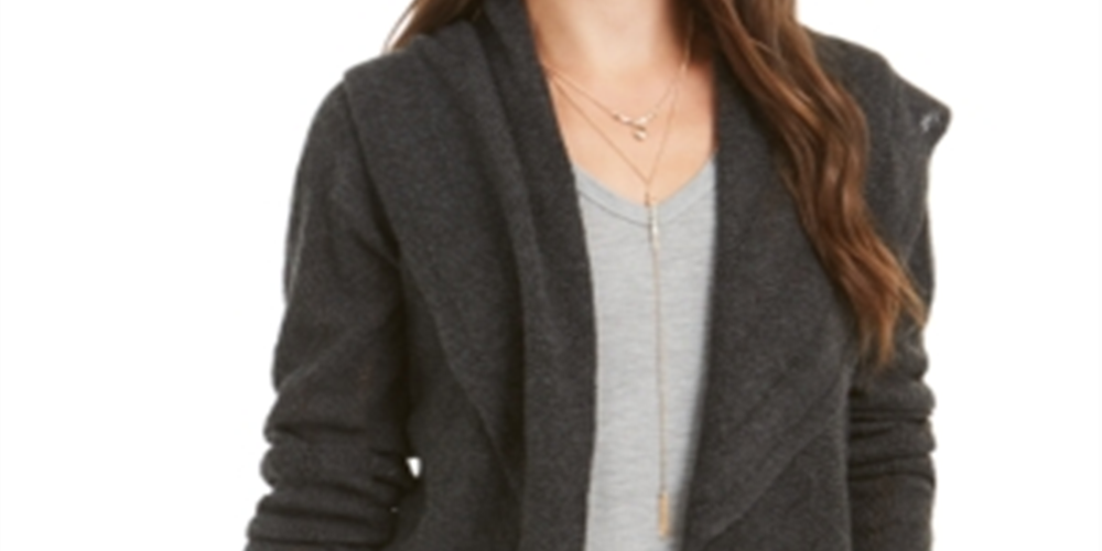Style & Co Women's Pointelle Shawl Collar Cardigan Black Size Petite XL