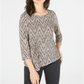 NY Collection Women's Printed Side Tie Top Beige Size Petite XS