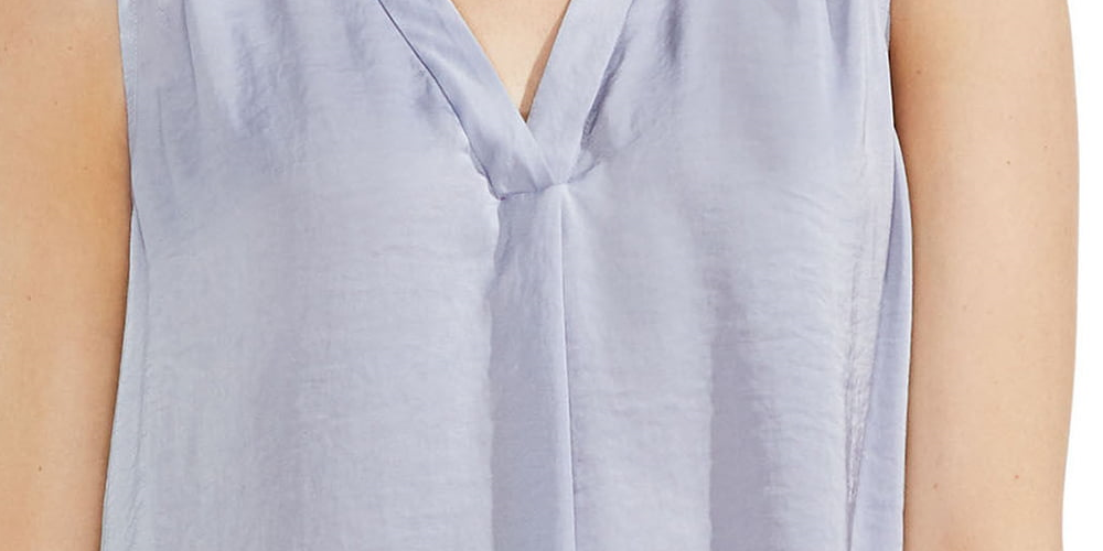 Vince Camuto Women's Sleeveless V Neck Rumple Blouse Blouse -Purple Size Small