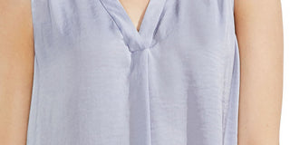 Vince Camuto Women's Sleeveless V Neck Rumple Blouse Blouse -Purple Size Small