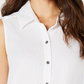 Style & CO Women's Sleeveless Collared Button up Top White Size X-Large