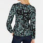 INC International Concepts Women's Printed Wrap Blouse Black Size Petite Medium