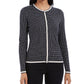 Charter Club Women's Petite Metallic-Trim Grid-Patterned Cardigan Sweater Black Size Petite S