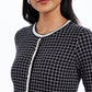 Charter Club Women's Petite Metallic-Trim Grid-Patterned Cardigan Sweater Black Size Petite S