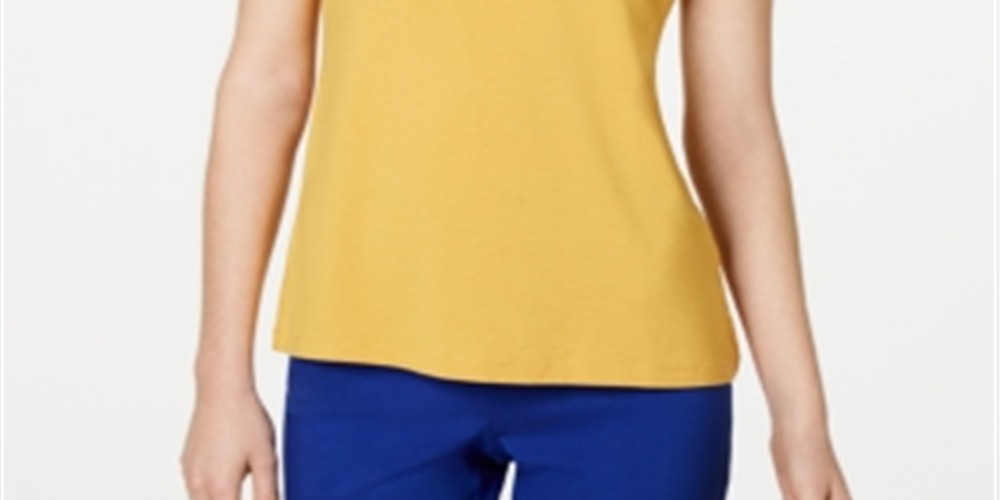 JM Collection Women's  Glitter-Trim Tank Top Yellow Size X-Large