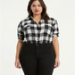 Levi's Women's Plus Hi Low Plaid Blouse Black Size 3X