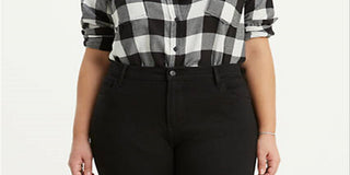Levi's Women's Plus Hi Low Plaid Blouse Black Size 3X
