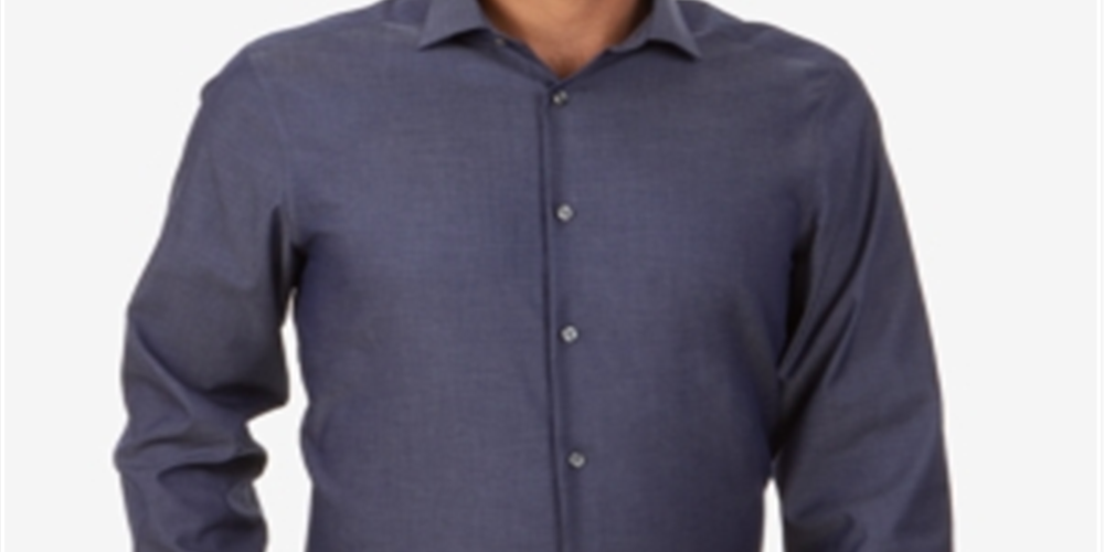 Calvin Klein Men's Button Down Slim Fit Non Iron Shirt Blue Size 15X34-35