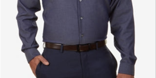 Calvin Klein Men's Button Down Slim Fit Non Iron Shirt Blue Size 15X34-35